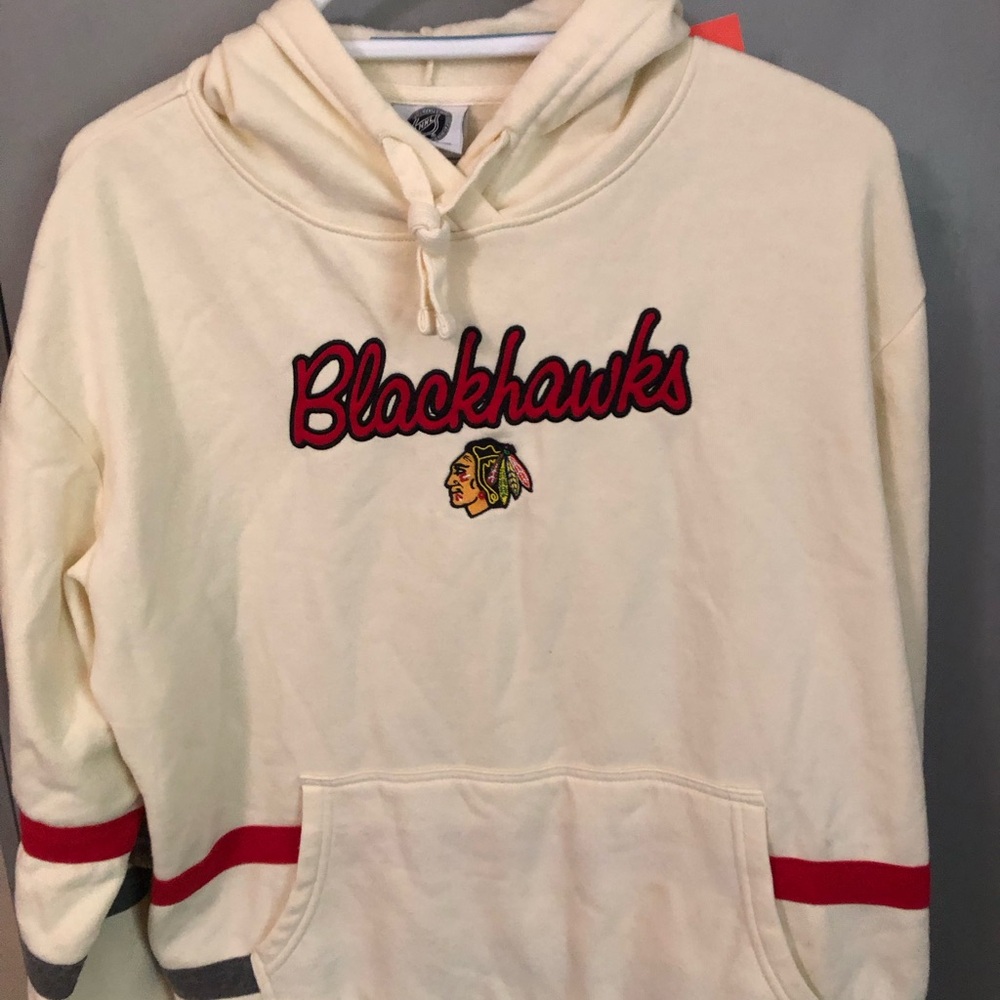 NHL Cream Hoodie with Black NHL Patch